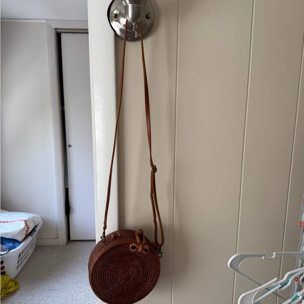 Brown Woven Crossbody Bag
